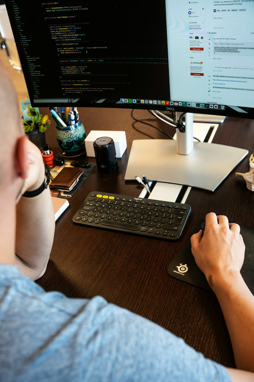 software developer at desk